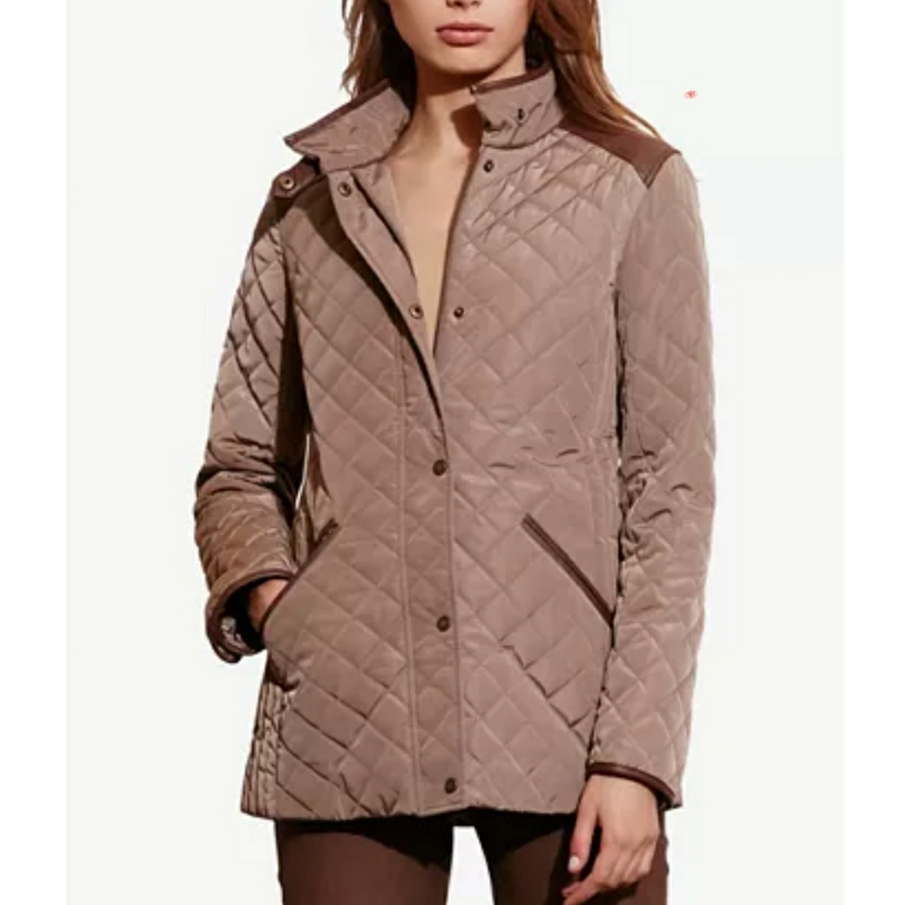 Lauren Ralph Lauren Faux-Leather Trim Quilted Barn Jacket
